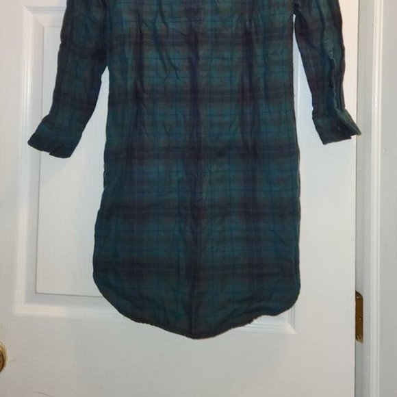 Madewell Latitude Green and Black Flannel Dress 100% Cotton LS Pockets XXS - Picture 6 of 6